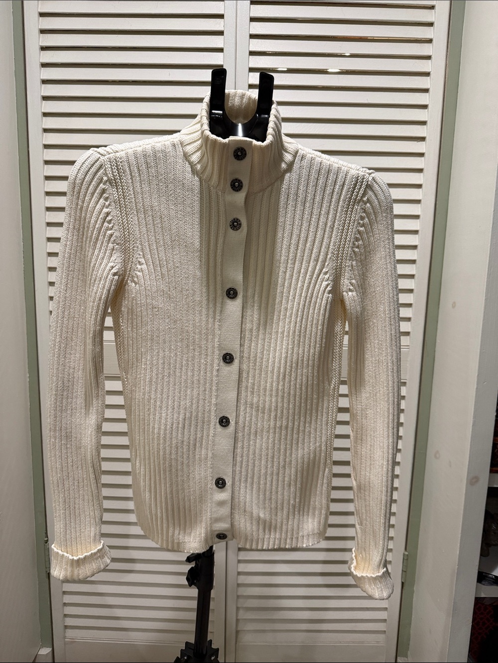 Tommy Hilfiger Cream Ribbed Button-Front Cardigan